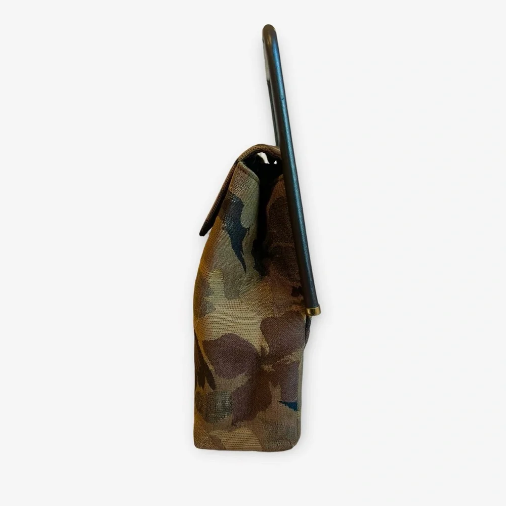 Vintage Camouflage/Floral Print Satchel Handbag Turn Lock Closure